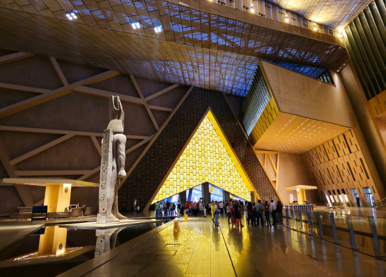 New Grand Egyptian Museum & Giza Pyramids from Hurghada